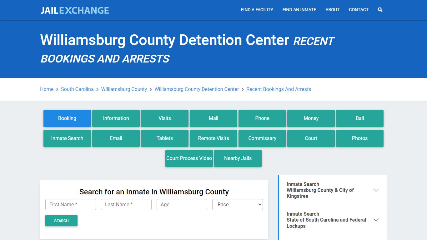 Williamsburg County Detention Center Recent Bookings And Arrests